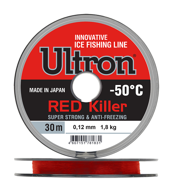 Леска ULTRON Red Killer 0,18 мм, 3,8 кг, 30 м, красная