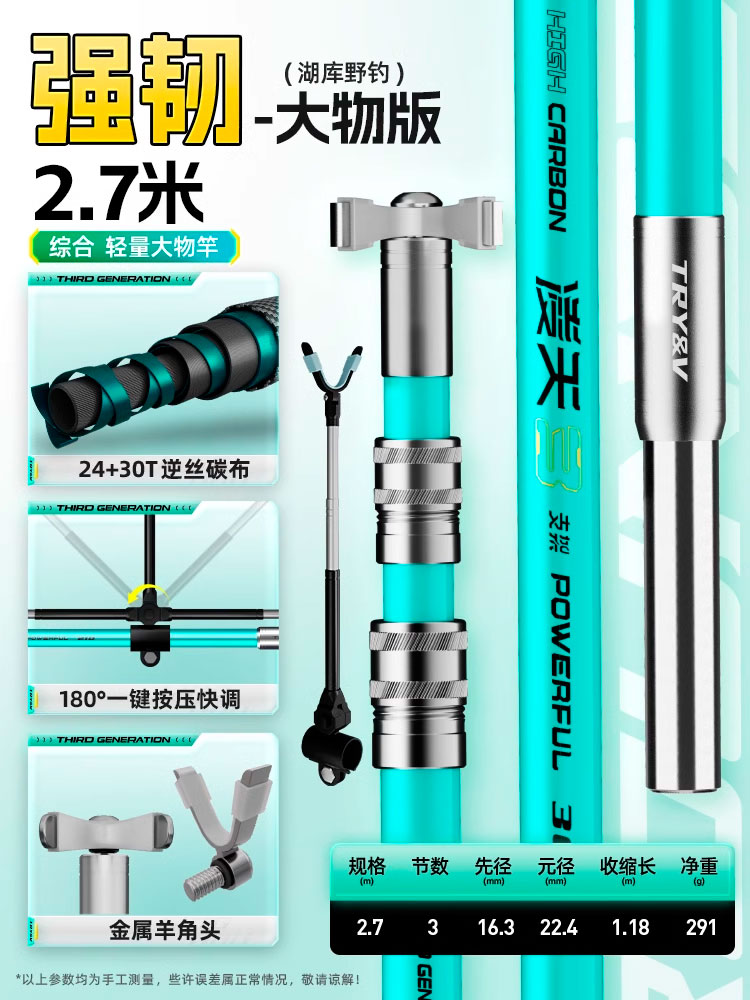 Стойка для удочки Lingtian 3 Advanced бирюзовый 2.7м